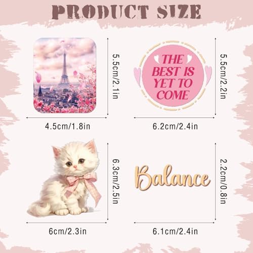 Pink Vision Board Stickers - 50 Pcs Cute Aesthetic Travel Kit