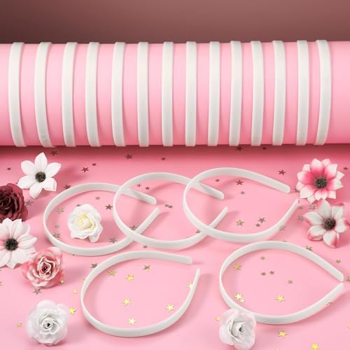Hotop Plastic Headbands Bulk No Teeth Plain for Women,1/2 Inch Wide,White