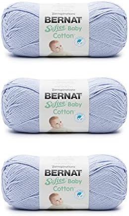Bernat Softee Baby Cotton Yarn for Crocheting Soft, Pale Periwinkle, 3-Pack