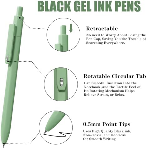 Vitoler Pens, 8 Pack 0.5mm Fine Point Cute Gel Pens with Fidget Quick Dry