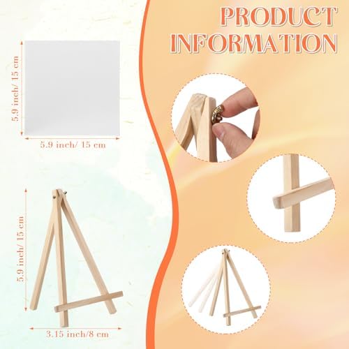 Motimind 36 Pcs 6 x 6 Mini Canvas and 8" Easel Set Bulk for Paint Party