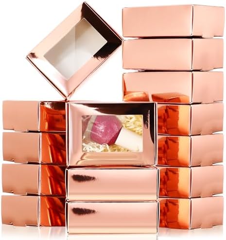 Zonon 30 Pcs Mini Kraft Soap Boxes with Window Homemade,Rose Gold