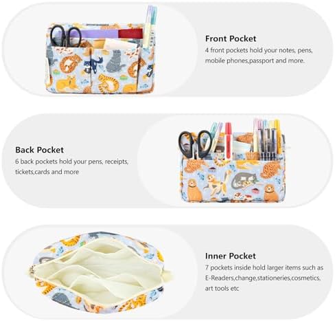 Multiple Pockets Portfolio Organizer with Zippered,Storage Pencil Pouch Bag