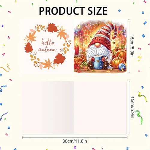 6Pcs Christmas Greeting Card DIY Diamond Art Painting Greeting Cards Blessing Folding Card Kit with White Envelopes Diamond Arts Crafts for Birthday Festival Gift-Goblin