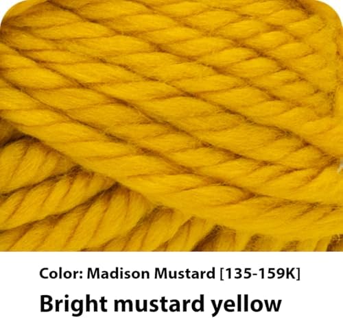 Lion Brand Yarn Hometown Yarn, Super-Bulky Yarn for Knitting, Crocheting, and Crafting, 3 Pack, Madison Mustard