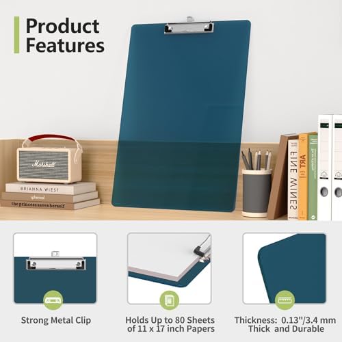 Extra Large Clipboard, 11 x 17 Teal Plastic Drawing Board