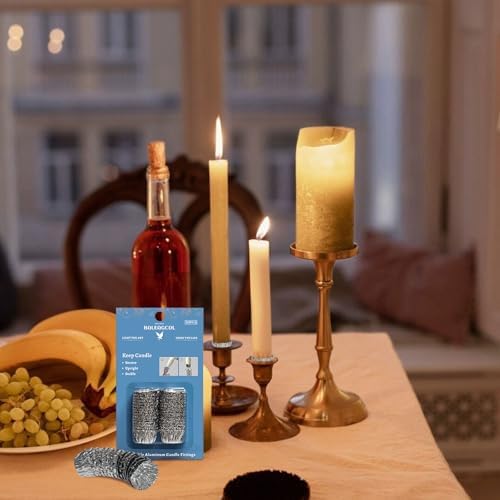 Taper Candle Fittings for Candle Upright,Silver Bobeches for Candlesticks Set of 60,Alu Manschetten for Taper Candle Holders Secure Candle Placement