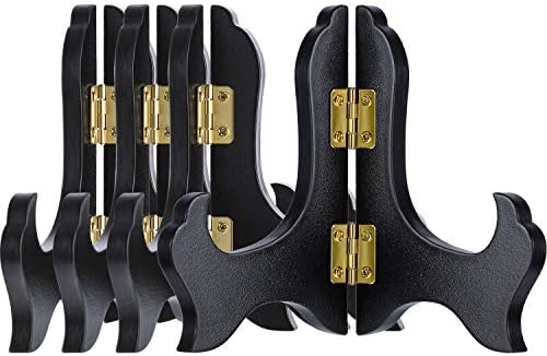Tatuo 4 Packs Wooden Display Stand Plate Holder Easels, black, 4 Inch