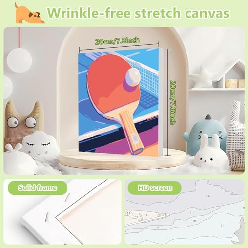 Reivworl Table Paint by Numbers Kit for Kids with Frame 8×8 inch