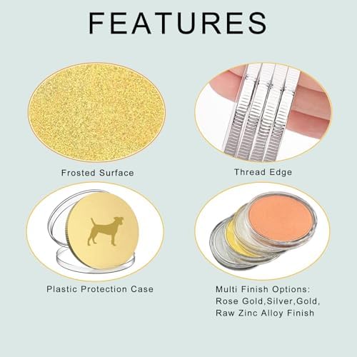 Blank Coins for Laser Engraving Blank Challenge Coins Bulk, Zinc Alloy Engraving Coin Blanks, Metal Stamping Blanks 40mm Diameter with Plastic case for DIY Crafts (Gold-10pcs)