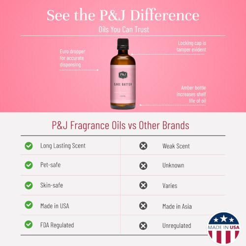 P&J Trading - Cake Batter Scented Oil 100ml - Fragrance Oil for Candle Making, Soap Making, Diffuser Oil