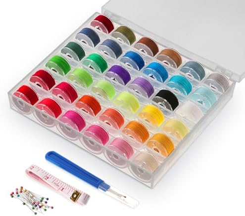 36 Assorted Colors Prewound Bobbin Thread Set with Storage Case