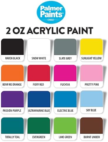 Palmer 2oz 16 Color Acrylic Paint Set, Perfect Color Selection