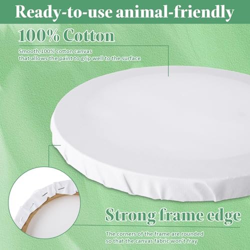 10 PCS Round Canvas Boards for Painting 8 Inch Circle Canvas Panel Round Stretched Canvas Blank Canvas White Round Paint Canvas for Oil, Acrylic, Gouache, Crafts