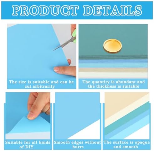Whaline 50 Sheets 8.5 x 11 Inch Assorted Pastel Blue Colored Card Stock Paper 5 Seaside Colors Solid Core Scrapbook Paper for Print DIY Ocean Arts Crafts Making Supplies, 65Lb