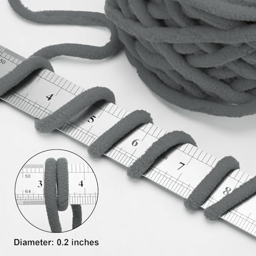 Dark Grey Chunky Chenille Yarn, #6 Super Bulky, 10.5 oz/216 Yards