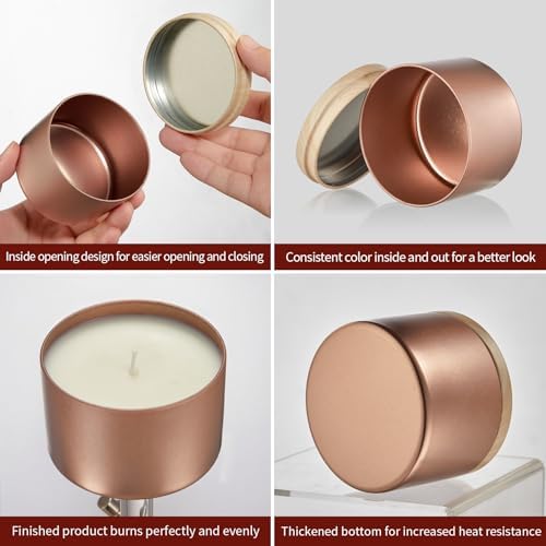 MGLIFEUL 4oz Candle Tins Jars Cans with Lids and Wax Wick for Making Candle | Glod Empty Candle Containers for Small Business & Beginners Commercial candle-making DIY Candle Supplies (Glod,4oz,24pcs)
