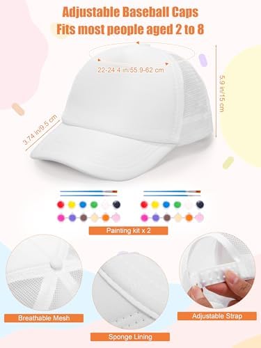Aneco DIY Blank Trucker Hats Kit Adjustable Baseball Caps