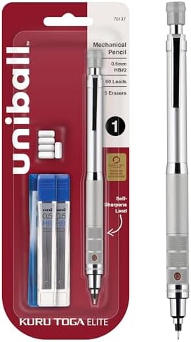 uniball™ Kuru Toga Elite Mechanical Pencil Kit, 0.5mm, HB, Silver, 1 Pack