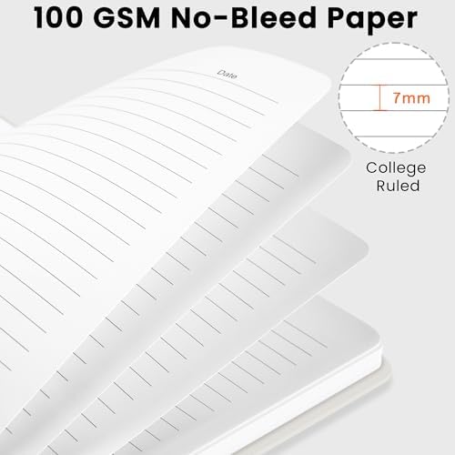 Lined Spiral Journal Notebook, A5 College Ruled Notebook for Note-Taking