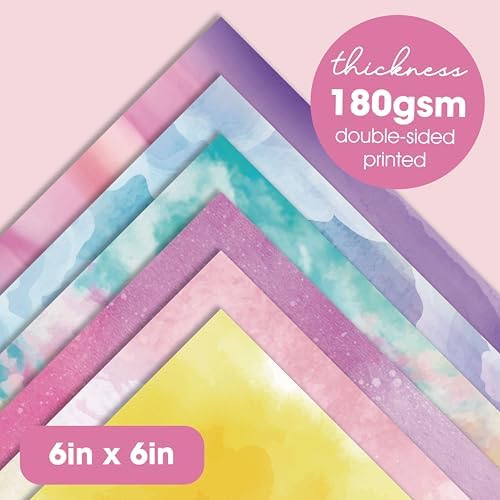 36 Sheets 6x6 Double Sided Cardstock Paper Pad - Shimmer Watercolor Pearl - 200gsm Heavyweight Decorative Scrapbook Paper for Card Making Journaling Origami Scrapbooking Supplies