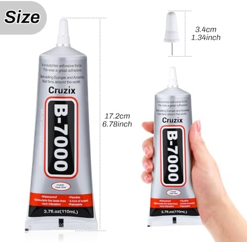 B7000 Jewelry Bead Glue for Jewelry Making, Crystal Clear Glue 3.7 fl oz B7000+Plus Multipurpose Super Adhesive Glue for Rhinestone Crafts Fabric Metal Stone Nail Art Wood Glass (110 ml/ 3.7oz)