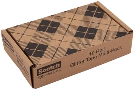 Scotch Glitter Washi Tape, 10 Rolls, Great for Holiday DIY and Wrapping, School Supplies, Craft Supplies, and Teacher Appreciation Gifts (Pack of 80)