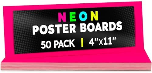 Hygloss Medium Poster Board 4x11 - 50 Neon Pink Single Color Bulk Pack - 10 Pt. Thickness Colored Poster Board Paper for Projects, Signs, Displays - Posterboard Multipack 4" x 11"