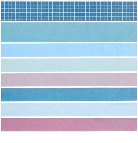 YUBBAEX 8 Rolls Basic Washi Tape Set Solid Color Grid Masking Decorative Tapes for Arts, DIY Crafts, Journals, Planners, Scrapbooking, Wrapping (Purplish Blue)