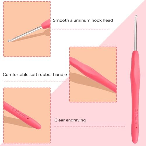2.75mm Crochet Hook, Ergonomic Crochet Hooks with Soft Rubber Handle and Smooth Glide Head - Lightweight Aluminum Needles for Beginners, Arthritis, Yarn Projects, Long Crafting Sessions (2.75 mm)