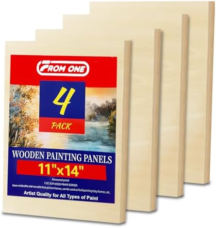 4 Pack 11x14 Basswood Paint Pouring Panels for Acrylic Oil Resin Art | ready to use, basswood wood painting boards, warp-Resistant, for crafters and Artists