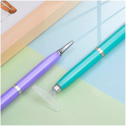 benote Diamond Art Pen Tools, 2 Sets Ergonomic Diamond Art Accessories Pens Metal Screw Thread Multi Placer Tips, Round and Square Drill Pen for Nail DIY Craft
