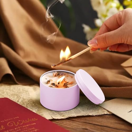 24-Pack 4oz Candle Tins with Lids, Metal Candle Jars for Candle Making, Empty Containers Vessels Bulk for Small Business & Beginners DIY Storage -Pink