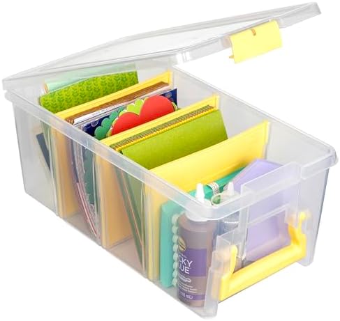ArtBin Semi Satchel Craft Organizer with 3 Dividers, Yellow Accents