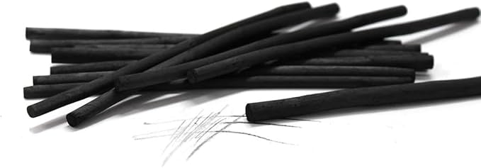 Winsor & Newton Artists' Willow Charcoal, Thick, Box of 12 | Rich Willow Charcoal, Consistent Intensity, Carefully Baked, Create Darkest Black or Smokey Shades