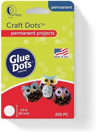 Glue Dots, Craft Dots, Double-Sided, 1/2", .5 Inch, 200 Dots, DIY Craft Glue Tape, Sticky Adhesive Glue Points, Liquid Hot Glue Alternative, Clear