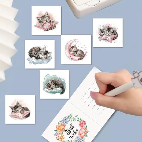 DDGYP 6 Pack Diamond Painting Greeting Cards,Craft Cards for Cat Lovers
