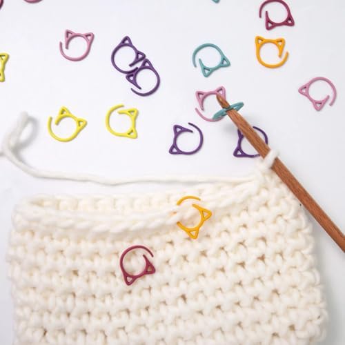 Cat Stitch Markers for Crocheting,Crochet Stitch Markers Cat Metal Stitch Markers Multicolor Knitting Stitch Markers Crochet Markers Ring