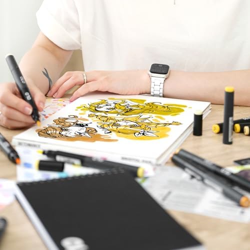 OLO 32pc Basic set 2, Brush Tip Alcohol Markers. Customizable with Innovative Ink Flow. Professional Dual Tip Art Markers for Illustration, Sketching, Drawing, Manga, Paper Craft, Cardmaking