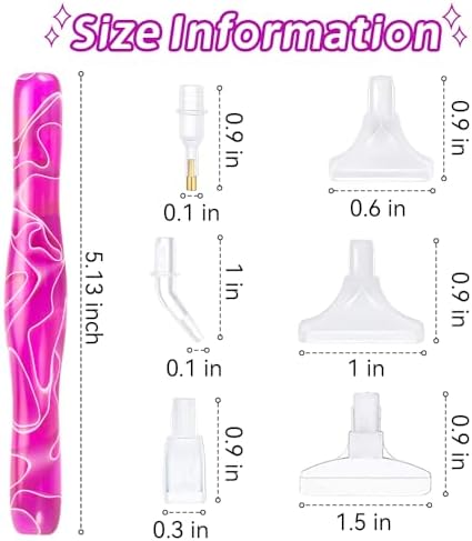 RaySoar Diamond Painting Art Drilling Dot Pen with Tips Nibs Placers Tool Accessories for Adults, Gem Rhinestone Picker Stylus Blooming Purple