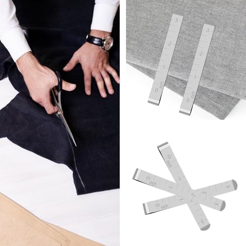 5Pcs Sewing Clips,Stainless Steel Hemming Clips with 3 Inch Scale Sewing Ruler Metal Sewing Clip for Fabric and Quilting Pinning and Marking Accessories Sewing Supplies