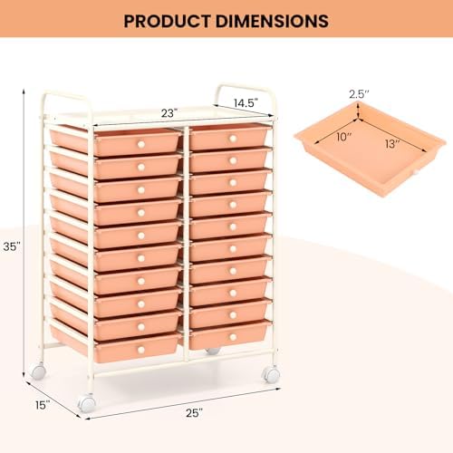 COSTWAY 20-Drawer Rolling Storage Cart, Utility Storage Organizer Cart