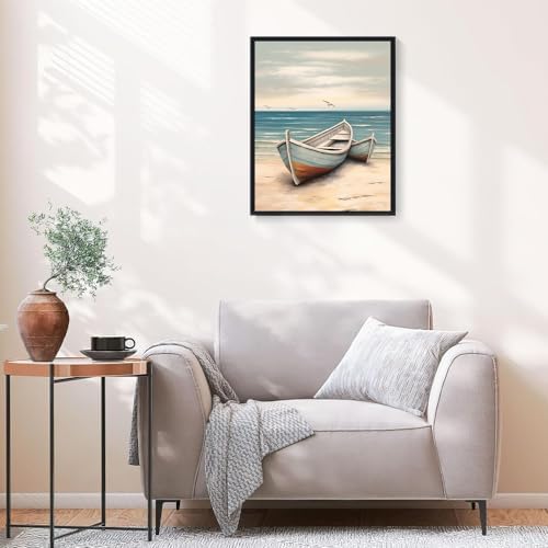 Natuyalo Boat Paint by Numbers Kit for Adults - Beach Seascape Paint by Number on Canvas Without Frame, DIY Acrylic Painting for Ideal Gift Home Wall Decor (16x20 Inch)