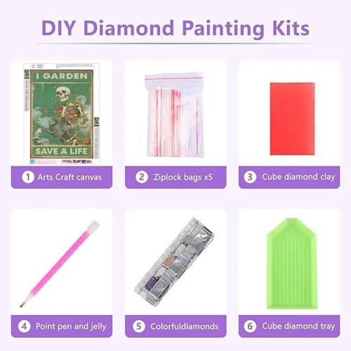 XUCNWL Diamond Art Kits for Adults,Skull Flower Diamond Painting 12x16 Inch