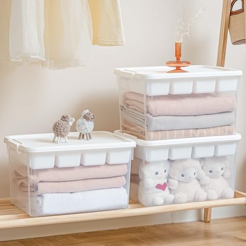 Citylife 32QT 2-Pack Clear Craft Storage Box Buildable Lid Removable Tray
