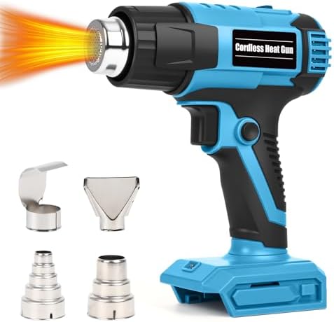 Cordless Heat Gun for Makita 18V Battery – 380W Portable Hot Air Gun for DIY Shrink Wrap, Vinyl Wrap & Crafting | Dual Temp 572°F/1022°F, 4 Nozzles, LED Light | Tool Only, Not Made by Makita