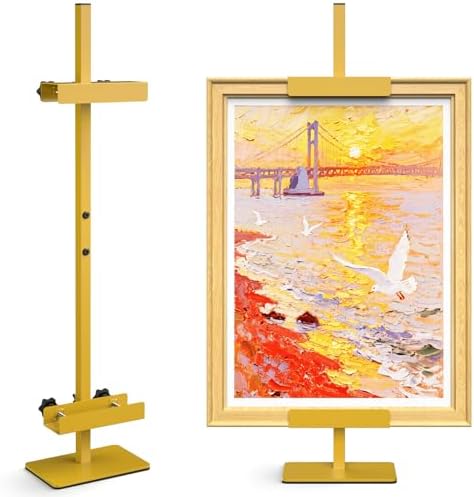 Tabletop Easel Stand Picture Easels for Display Up to 29.7" H Gold Picture Frame Stand Table Top Easel Metal Picture Easel for Photos, Painting, Artwork, Books (Base: 1.32 lbs)