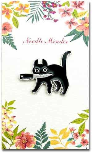 Needle Minder for Keeping Sewing & Embroidery Needles – Magnetic Needlepoint Holder, Cross Stitch Supplies – Secure & Decorative Needle Minders for Stitching & Crafting (Black Cat)
