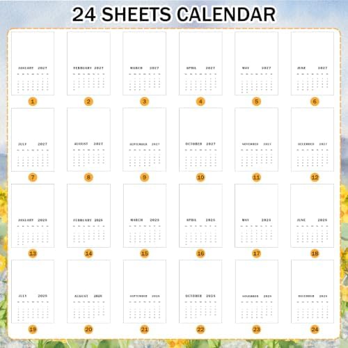 Faccito Watercolor Calendar Set for 2027-2028 Paint Desk Calendar 24 Sheets Watercolor Paper Bulk with Desktop Bracket Art Supplies for Crafts and DIY Media(5.1x7.5inch)