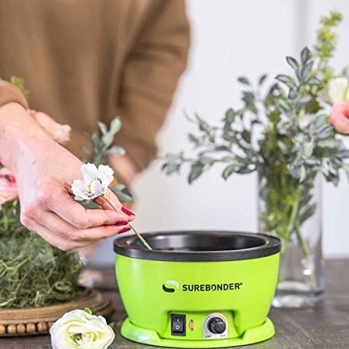 Surebonder 803 Electric Hot Glue Skillet, Adjustable Temperature 225-400°F, 5.25-Inch Diameter, 1-Inch Depth, Dip Crafts Directly Into Pot of Hot Glue, Green and Black